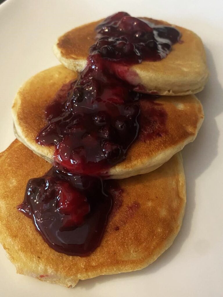 fruit syrup on pancakes